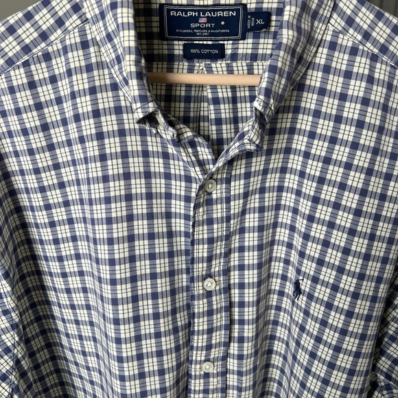 Ralph Lauren Sport Cotton Blue/white/yellow Plaid Longsleeve Button Up XL - Picture 4 of 13